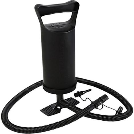 Doppelhubpumpe, manuelle Handpumpe mit 2 Aufsätzen, 2 x 1,2 Liter Fördermenge, Handluftpumpe für Schwimmbecken und Luftmatratzen, schwarz (1/4)