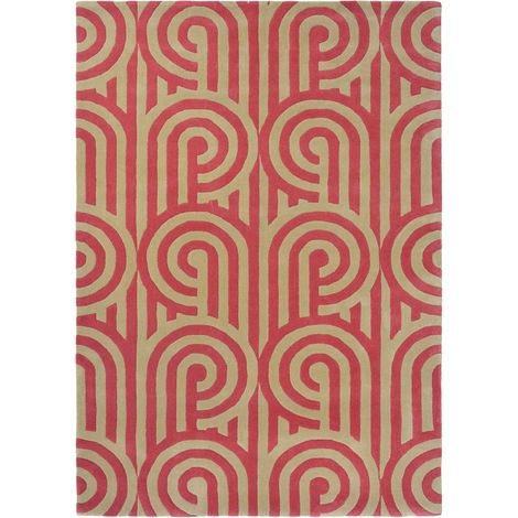 Tapis salon et chambre en laine 170x240 rouge rectangle fait à la main (1/5)