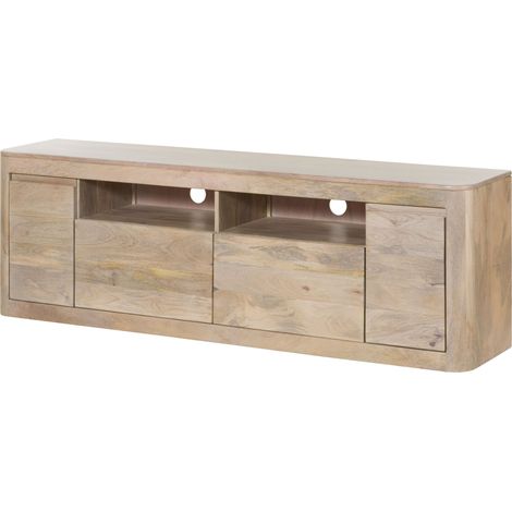 Meuble TV Manguier blanc laqué 178x40x58 cm monté TORONTO 321 (1/4)