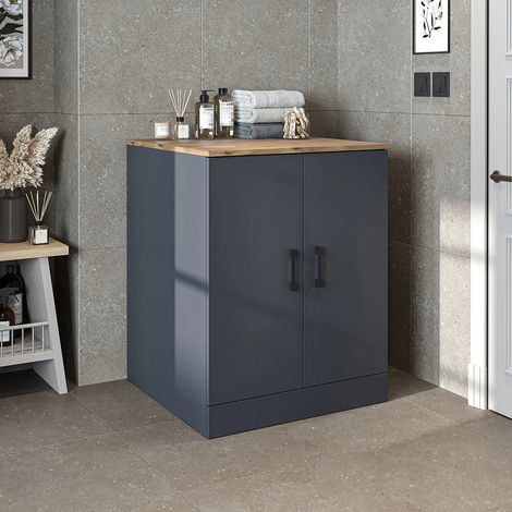 Low Washing Machine Cabinet with Double Doors - Oak Effect and Anthracite (1/5)