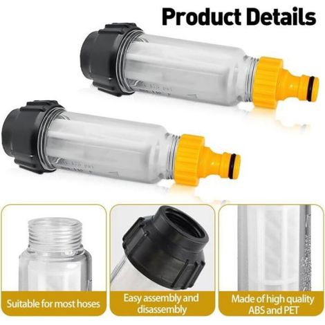 Filtre À Eau Pour Tuyau D Arrosage - 3/4 Pouces - Préfiltre Transparent - Pression Max 175 PSI - Température Max 110 °C - 2 Cartouches Incluses (1/4)
