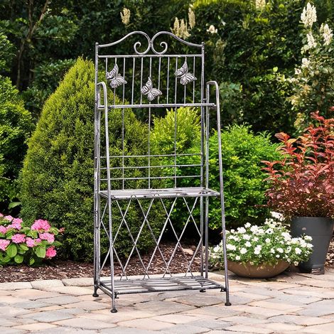 Étagère à plantes en métal 3 niveaux 44 x 25 x 96 cm gris argenté (1/5)
