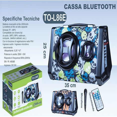 Cassa bluetooth portatile Radio fm usb aux sd karaoke con microfono per cantare (1/5)