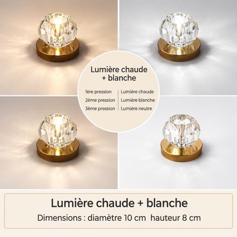 Plafonnier spot LED cristal 10 cm couleur cuivre 5 W variation tricolore montage encastré 15 × 15 × 13 cm 600 g – Livraison gratuite (1/5)