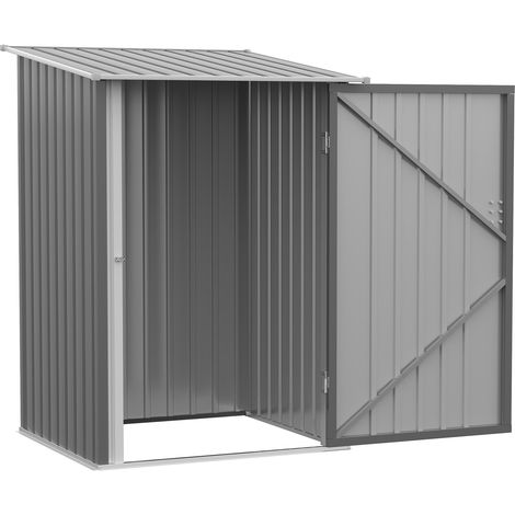 Stahl Gerätehaus 0,92 m² Abschließbarer Gartenschrank mit Pultdach, 100x103x160cm, Grau