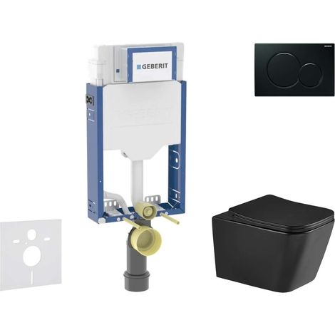 Geberit Kombifix - Set Vorwandelement, WC Arkas I mit Softclose-Sitz und Sigma01-Betätigungsplatte, schwarz SANI15CA5509