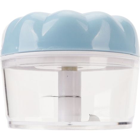 Hachoir à ail manuel mini, sûr et multifonction, transparent, avec cordon de serrage, bleu. (1/5)