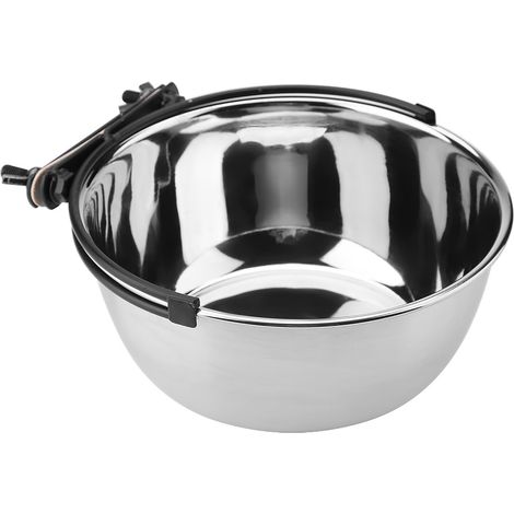 Mangeoire de bol d'eau de nourriture suspendue en acier inoxydable pour chat, chien, chiot, cage (L)
