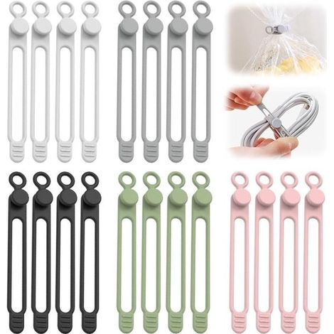 Organisateur de câbles de données - Attaches de câbles en silicone améliorées 2025 - Organisateur de câbles réutilisable de 10,6 cm (4,17 pouces) (1/5)