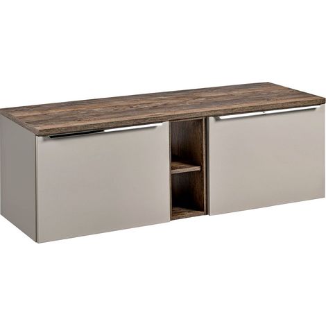 Waschtischunterschrank 140cm 2 Schubkästen, 4 Auszüge, Regal PUEBLA-56-TAUPE in taupe mit Vintage Oak, B/H/T ca. 140,4/48,5/46 cm (1/5)