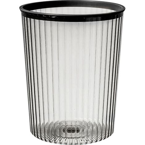 Poubelle transparente avec couvercle à anneau supérieur, grande capacité, bac à ordures ménagères noir (1/5)