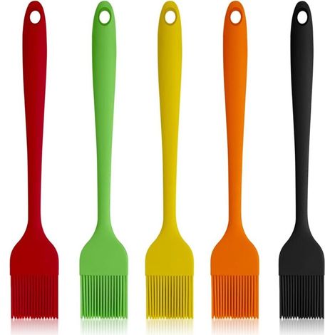 Silikon-Backpinsel, 5er-Set, hitzebeständig, für Öl, Butter, Soßen, Grillgut, Gebäck und Kochen