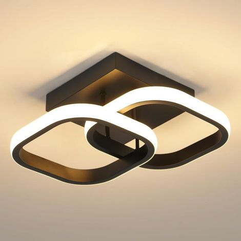 Plafonnier LED Industriel, Lampe de Plafond en Aluminium Acrylic, Luminaire Moderne Simple, pour Salon Cuisine Chambre Balcon - Lumière Chaud 3000K Noir (1/5)