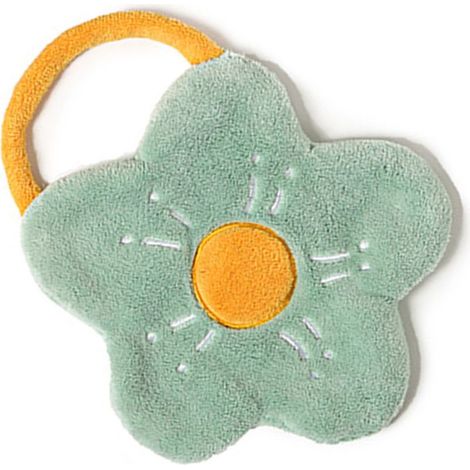 Serviette double épaisseur en polaire corail, forme de fleur, forte capacité d'absorption, douce et facile à suspendre, vert clair. (1/5)