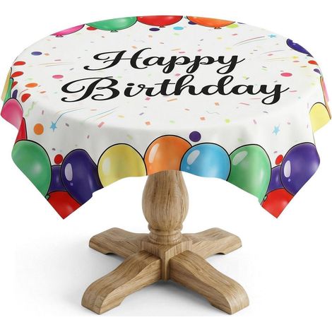 Geburtstag Tischdecke 85x85 cm, abwaschbar, fleckabweisend, quadratisch