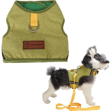 Atmungsaktives Haustierleinen-Set mit Hunde- und Katzengeschirr, inklusive Schnalle, Grün L (1/5)