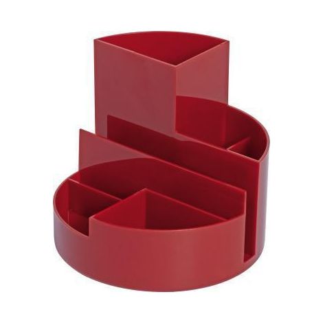 Organisateur de bureau - MAUL - Rond - Plastique rouge transparent - 2 compartiments - Durable (1/2)