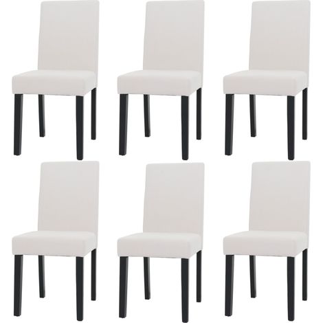[NEUWERTIG] 6er-Set Esszimmerstuhl Littau, Stuhl Küchenstuhl Hochlehner, Stoff/Textil Cord Holz creme, dunkle Beine