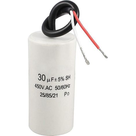 Condensateur de démarrage et de fonctionnement moteur CBB60 à 2 fils, 30 µF, 450 V CA, 50/60 Hz (1/2)
