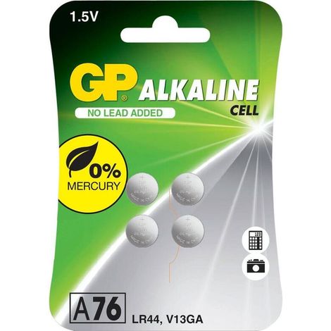 GP 05076 AC4 Pilas alcalinas de botón 76 a (V13GA/L1154), 4 Unidades