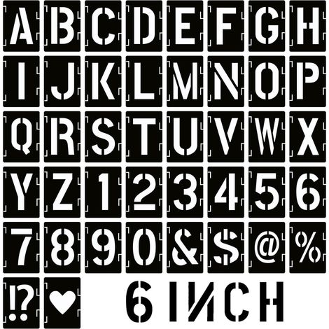 Kit de pochoirs en forme de lettres et chiffres de 15,2 cm, 42 pièces réutilisables pour peinture sur bois, mur, tissu, roche, panneaux, projets artistiques (1/5)