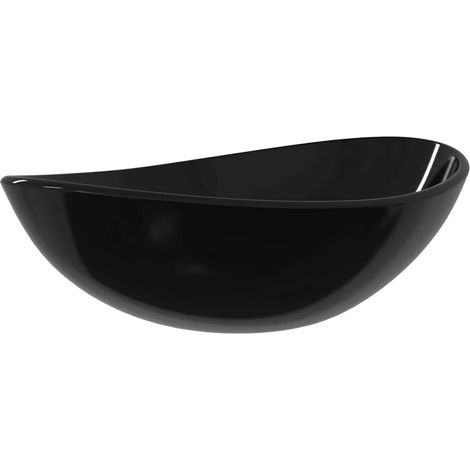 Waschbecken/Waschmuschel/Waschtisch Hartglas 54,5x35x15,5 cm Schwarz (1/5)