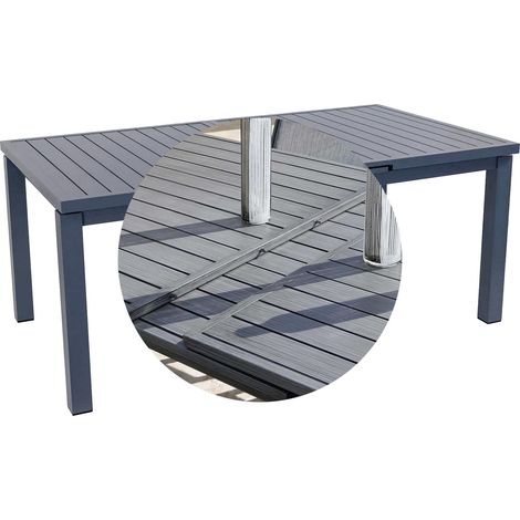 Table de jardin rectangulaire extensible en aluminium Santorin teck gris 8/10 places - Jardiline (1/5)