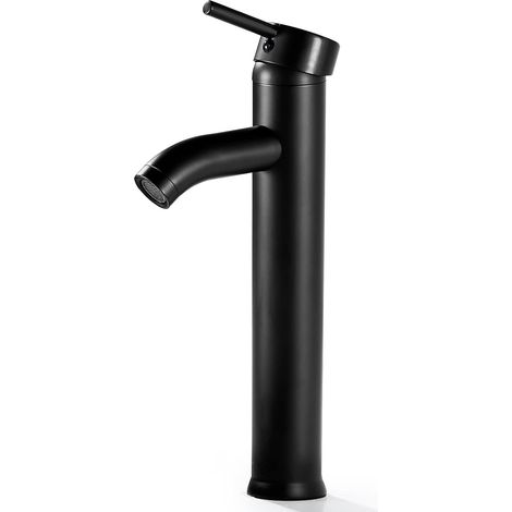 Robinet Lavabo Haut - Mitigeur Cascade Laiton Noir Mat - Pour Vasque Salle De Bain - Débit Contrôlé Anti-Éclaboussures - 1 Pièce (1/5)