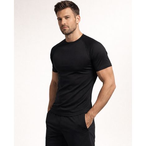 Schwarzes Herren-Sport-T-Shirt, thermoaktiv, Recea L