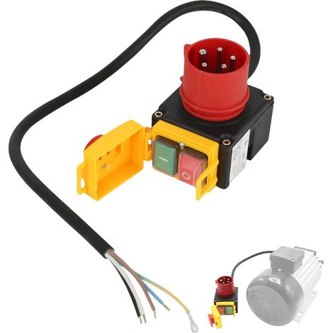 Interrupteur d'urgence 400 V 3 phases avec protection anti-redémarrage et câble de 80 cm - Interrupteur de sécurité - Interrupteur de sécurité - Interrupteur d'urgence - Similaire à KEDU KOA7 400 V (1/5)