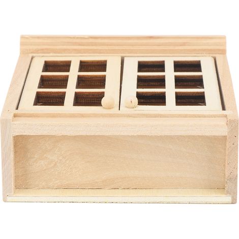 Meuble mural double pour maison de poupée, échelle 1:12, mobilier de salon miniature réaliste en bois. (1/5)
