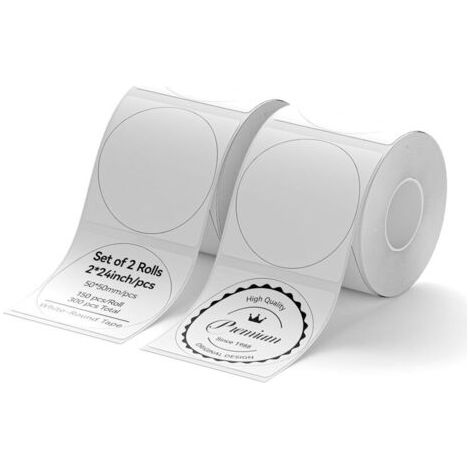 2 rouleaux d'étiquettes pour l'imprimante B1 B21 B3S, Label Paper(50 50 2Rolls Round) (1/4)
