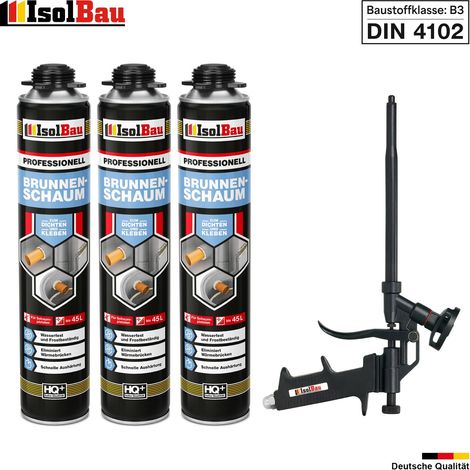 Brunnenschaum 3 x 750ml Bauschaum 1x Teflon Pistole Montageschaum Pistolenschaum (1/5)