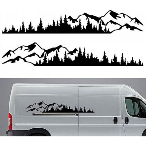 Voiture Autocollant Montagne forêt Vinyle Camion fenêtre Pare Chocs Porte 2 pièces (1/5)