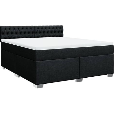 Maison Exclusive - Sommier à lattes de lit avec matelas Noir 180x200 cm Tissu (1/5)