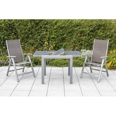Carrara Set 3tlg 2 Sessel taupe Tisch 80(120)x90cm