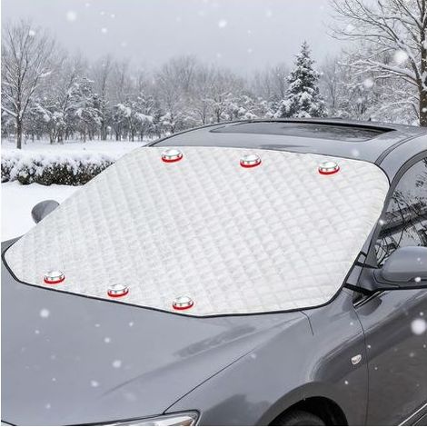 193x126cm Couverture Pare-Brise Voiture Hiver, Protège Pare Brise Avant Voitures Givre, Bâche Magnétique Anti Neige Glace Pluie Gel Soleil, Repliable (1/5)