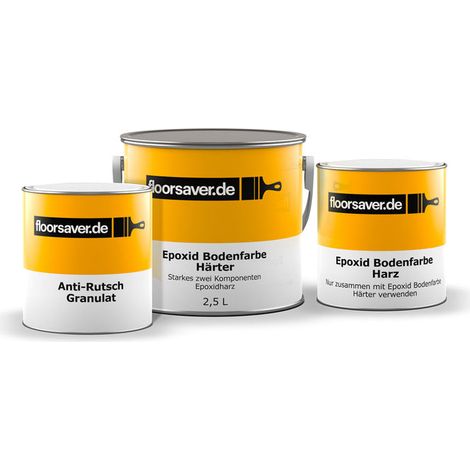 Floorsaver Epoxid Bodenfarbe Anti-Rutsch, Zweikomponentige Betonfarbe, Hellgrau 2,5L