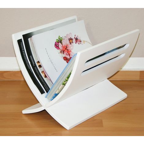 Porte revue en bois rangement magazines blanc 30x29x36 cm DIV06001