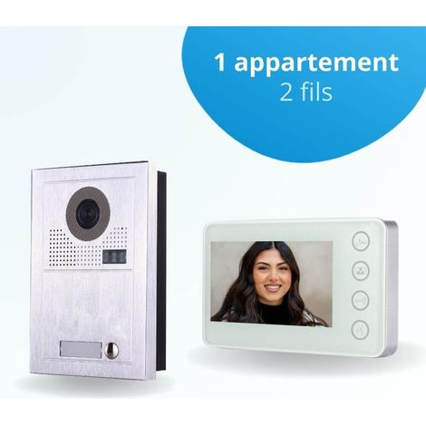 Portier interphone vidéo MODERN 2 Fils - 1 appartement - 1 écran blanc