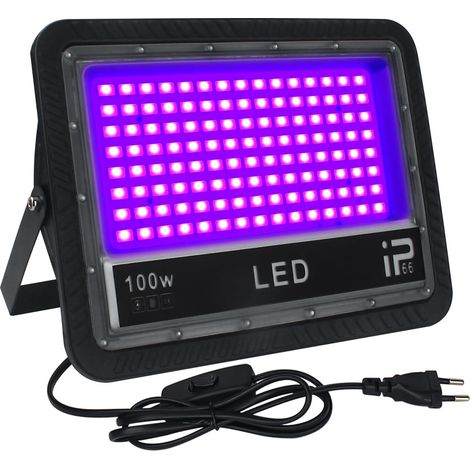 1 Projecteur LED Extérieur, Lumière UV 100W, Étanche IP66, Aluminium, Soirée Fluo (1/5)