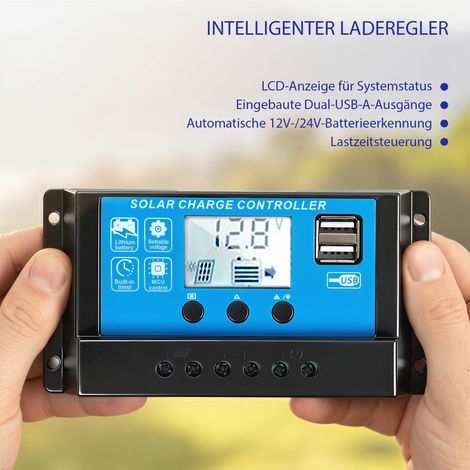 Panneau solaire 100W 18V chargeur solaire portable extérieur avec 2 ports USB, écran LCD, étanche IP67 (1/4)