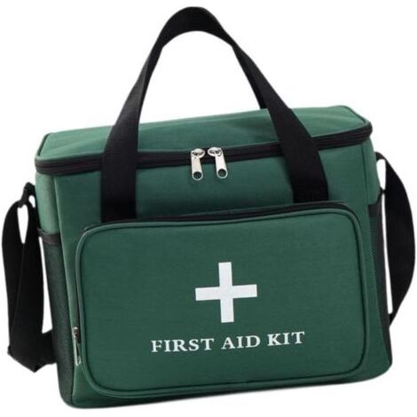 Trousse de premiers secours vide, grande capacité, légère, à plusieurs compartiments, idéale pour les activités de plein air et nautiques, verte (1/5)