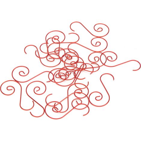 60 Mini-Mehrzweckhaken in S-Form aus Metall für Weihnachtsbaumschmuck (rot) (1/5)
