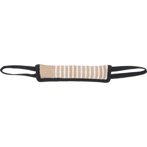 Coussin à mordre pour chien en lin résistant aux déchirures, jouet à tirer interactif pour chiots avec poignée réfléchissante pour chiens moyens à grands. Poignée réfléchissante et bordure noire. (1/5)
