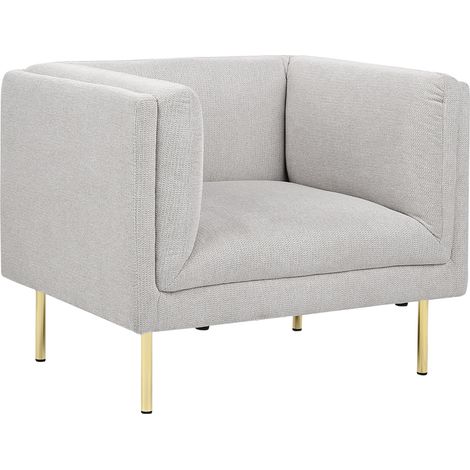 Sillón moderno tapizado con reposabrazos de tela gris Moen (1/5)
