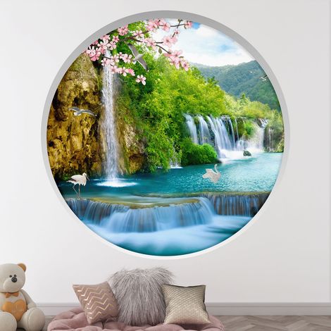 Stickers Trompe l'oeil Arche ronde - Cascades - Diamètre 30 cm (1/4)