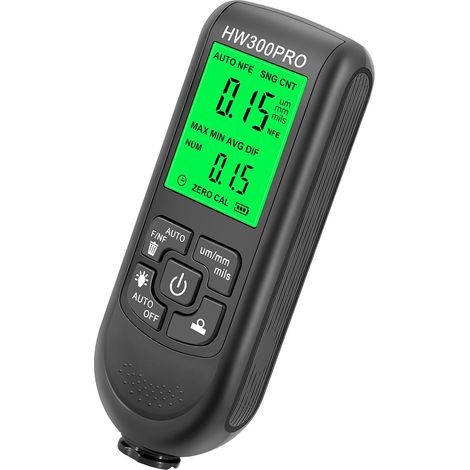 Jauge d'épaisseur 0-2000UM précise écran LCD digital mesure peinture auto revêtement 3 modes sonde changement unités um/mm/mils calibration multipoint zéro (1/5)