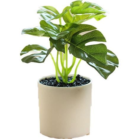 Plante Artificielle - Hauteur 120 Cm - Tige Métallique Réglable - Base En Ciment - Polyuréthane Résistant - Pour Intérieur Bureau Ou Salon - 1 Pièce (1/5)