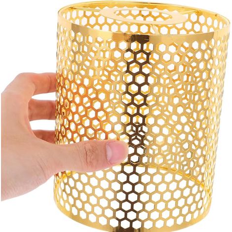 Abat-jour en métal, abat-jour creux pour lustre, abat-jour de table, abat-jour cylindrique, abat-jour de rechange pour lustre, doré. (1/5)